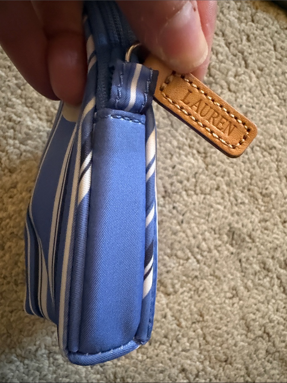 Lauren Ralph Lauren blue striped cosmetic bag - Picture 5 of 5